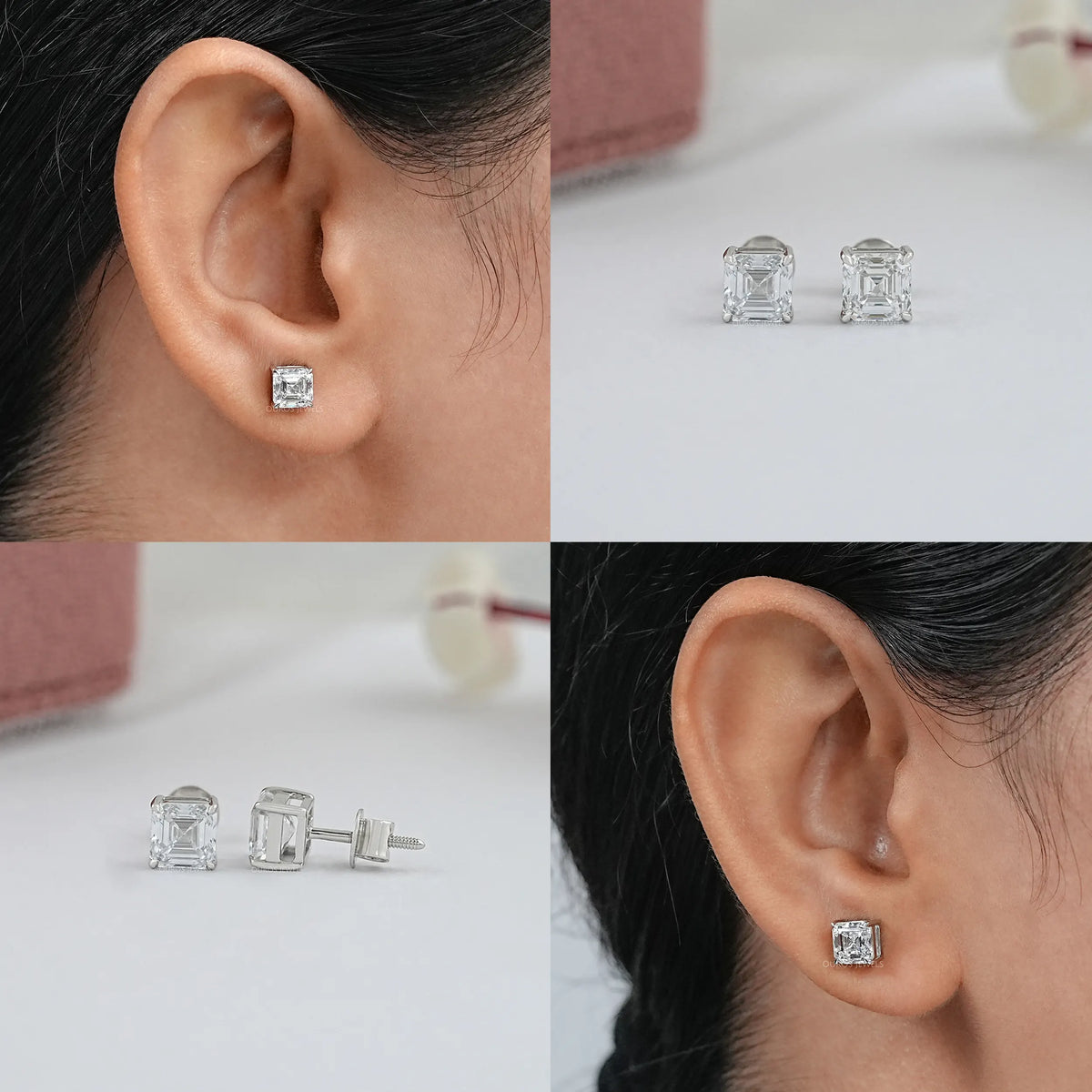 Asscher Cut Lab Grown Diamond Stud Earrings Earrings