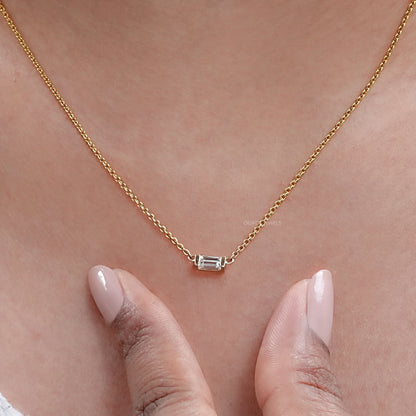 East West Baguette Cut Lab Diamond Pendant Necklaces