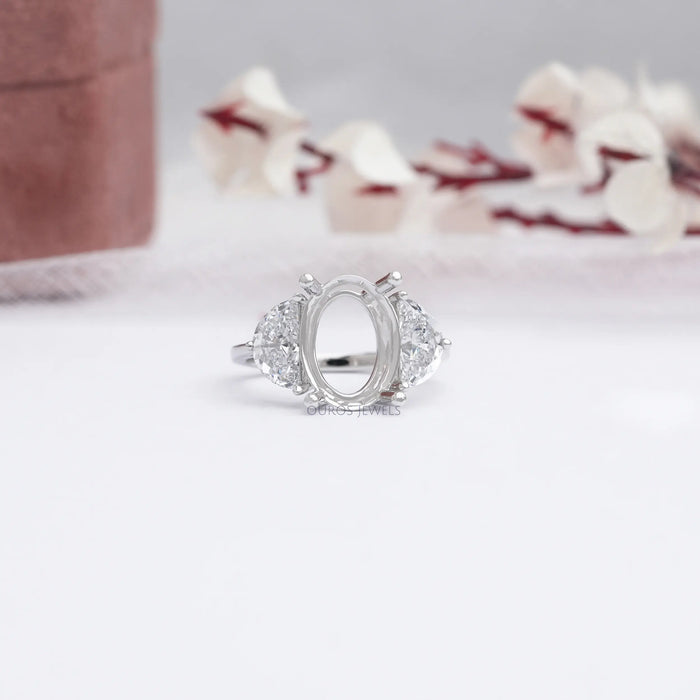 [Semi Mount Half Moon Cut Engagement Ring]-[Ouros Jewels]