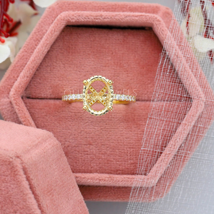 Semi Mount Solitaire Accent Engagement Ring Ring