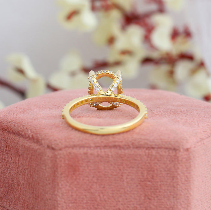 [Back View of Semi Mount Accent Engagement Ring]-[Ouros Jewels]