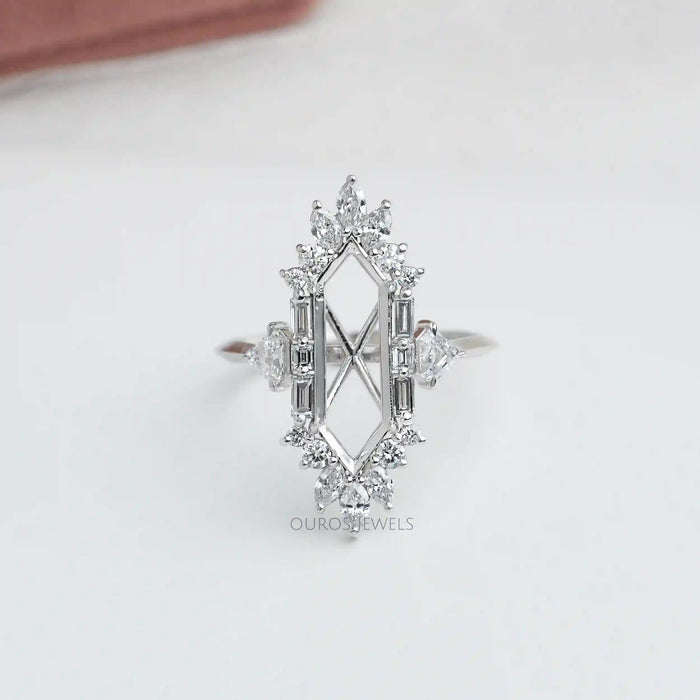 [Front View of Semi Mount Halo Ring]-[Ouros Jewels]
