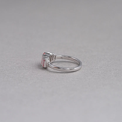 7 Stone Pink Baguette Cut Lab Diamond Anniversary Ring Rings
