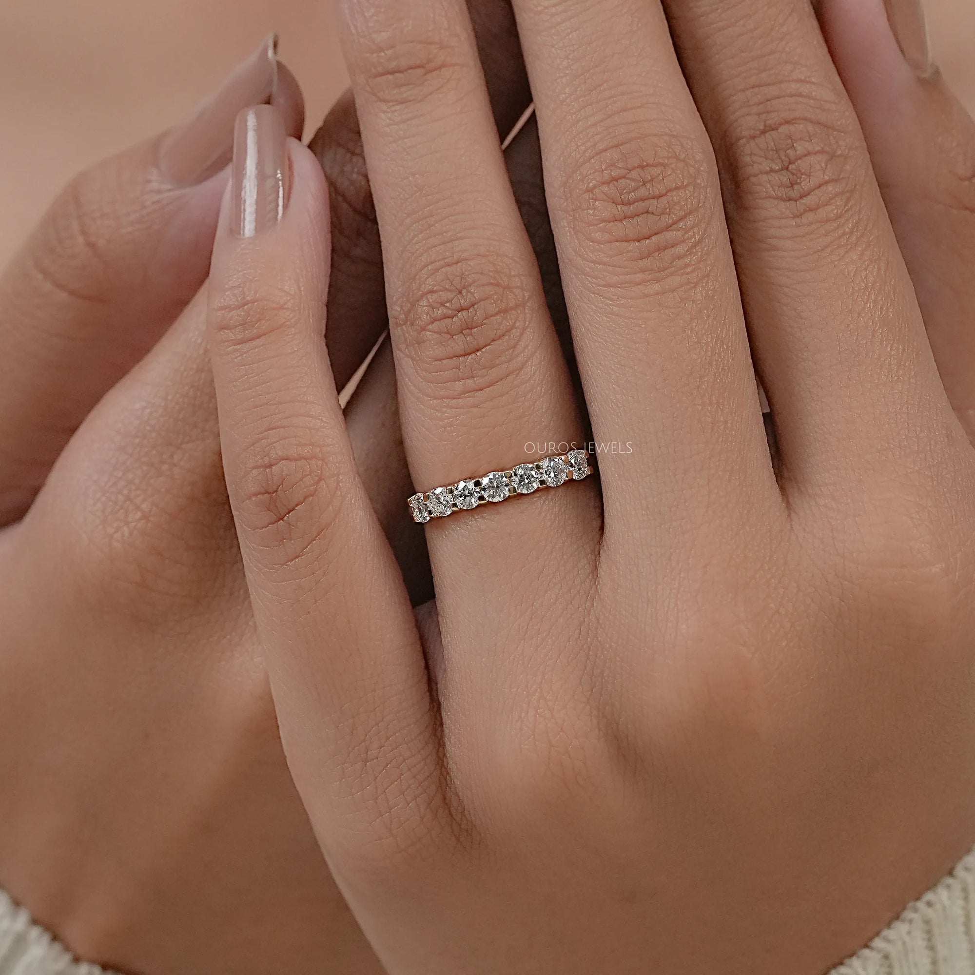 Seven Stone Round Diamond Half Eternity Band Ring