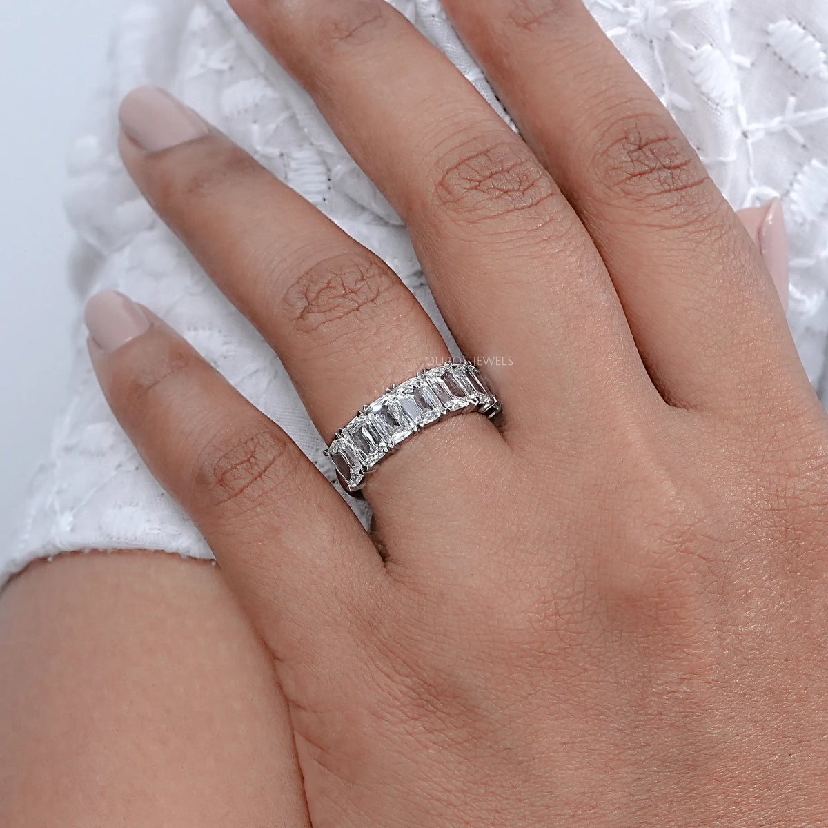 Seven Stone Criss Cut Wedding Band