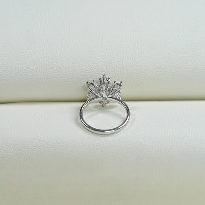 Shield Diamond Floral Anniversary Ring Rings