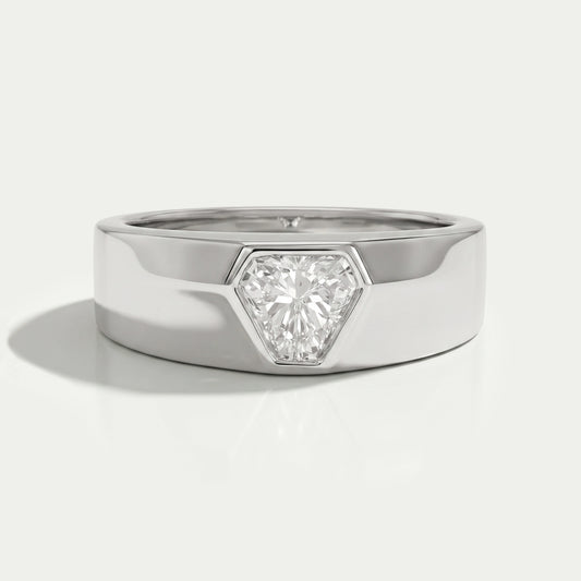 Shield Cut Lab Grown Diamond Solitaire Mens Wedding Band