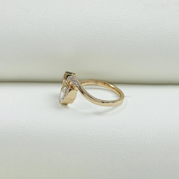 Bezel Set Shied Cut Baypass Wedding Ring