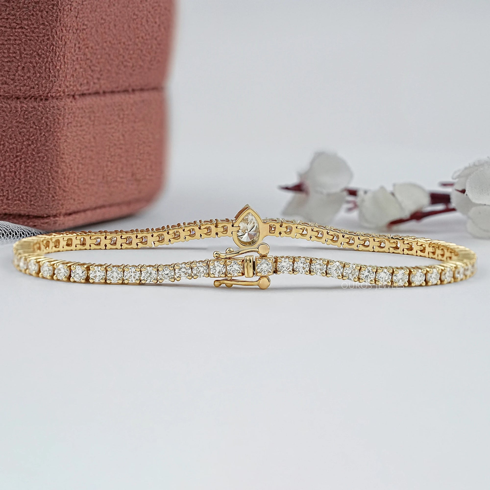 Bezel Pear Lab Grown Diamond Tennis Bracelet Bracelet