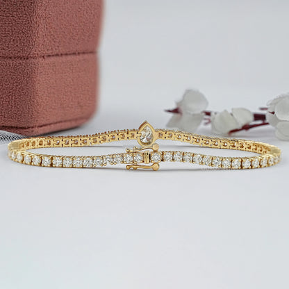 Bezel Pear Lab Grown Diamond Tennis Bracelet Bracelet