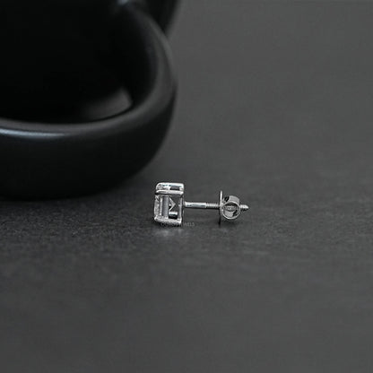 Princess Cut Solitaire Stud Earrings For Men Earring