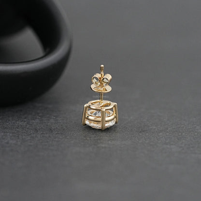Round Cut Solitaire Stud Earrings For Men Earring