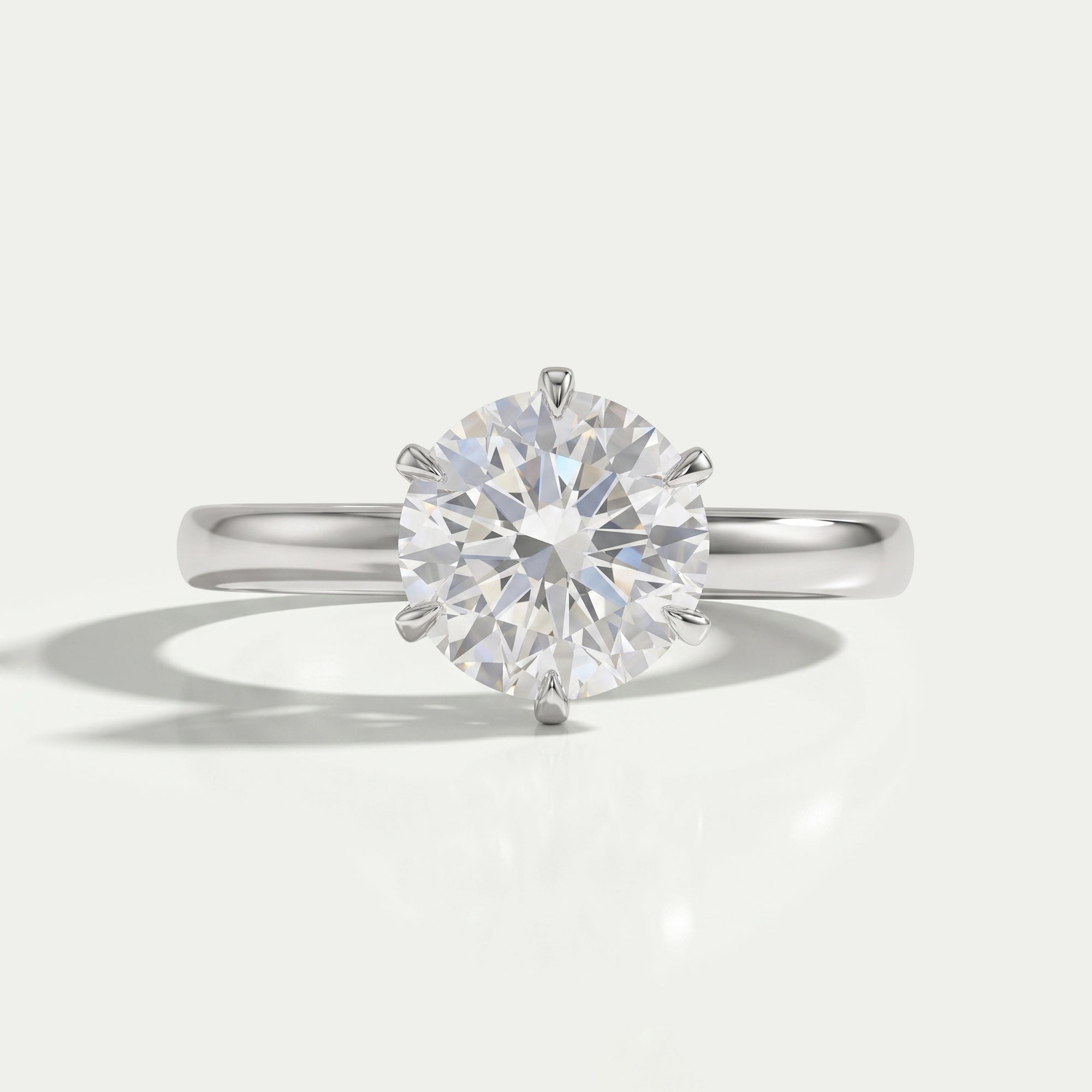 Six Prong Round Cut Solitaire Diamond Ring Rings