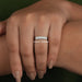 [A Women wearing Six Stone Lab Diamond Dainty Ring]-[Ouros Jewels]