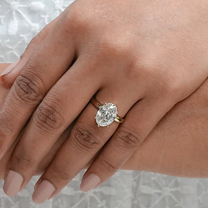Portuguese Oval Cut Lab Grown Engagement Ring Ring