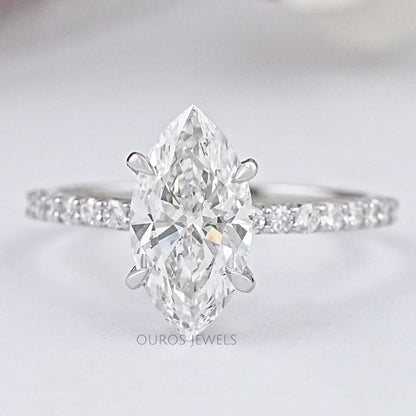 Marquise Cut Lab Grown Diamond Solitaire Accent Ring Ring