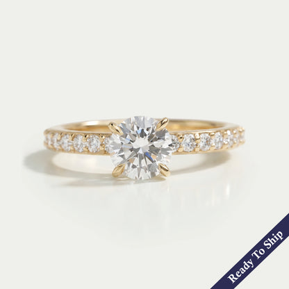 Round Cut Lab Grown Diamond Solitaire Accent Ring Ring