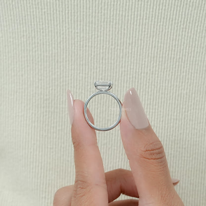 East West Emerald Lab Diamond Solitaire Ring Rings