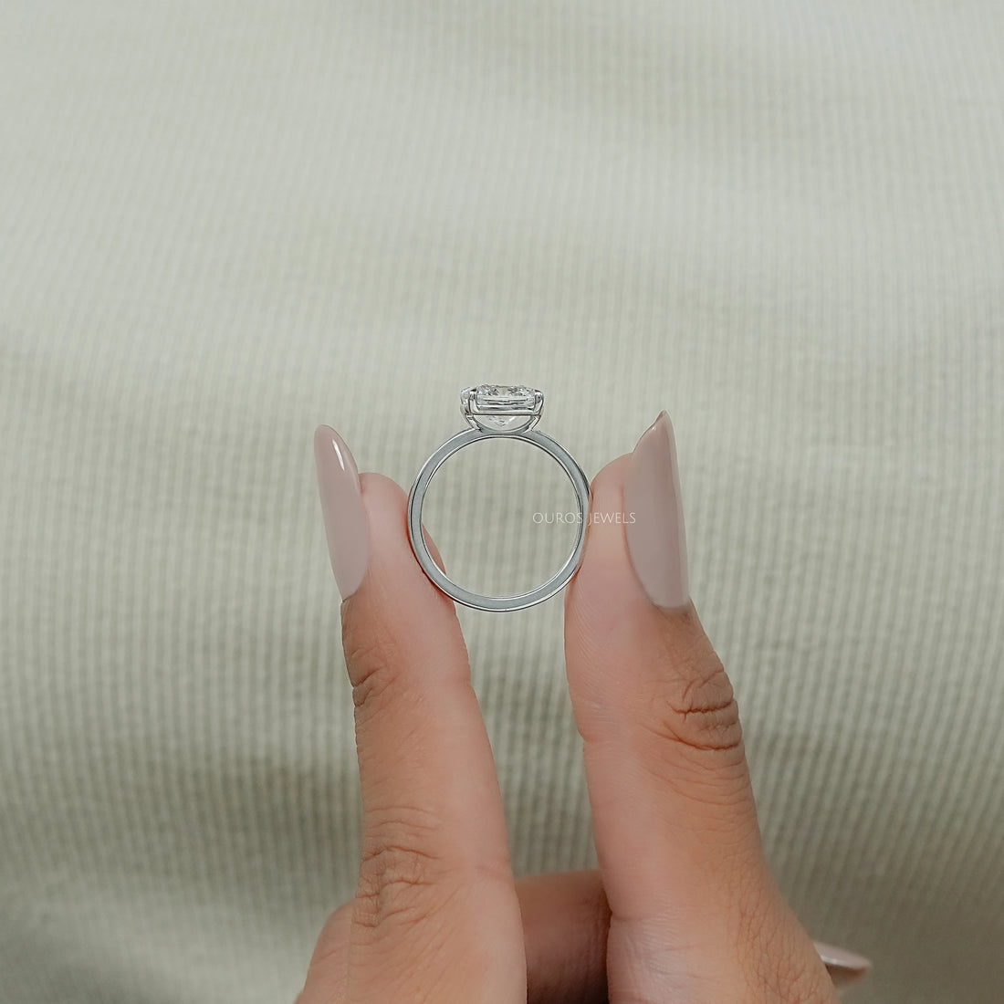 East West Cushion Diamond Solitaire Engagement Ring Rings