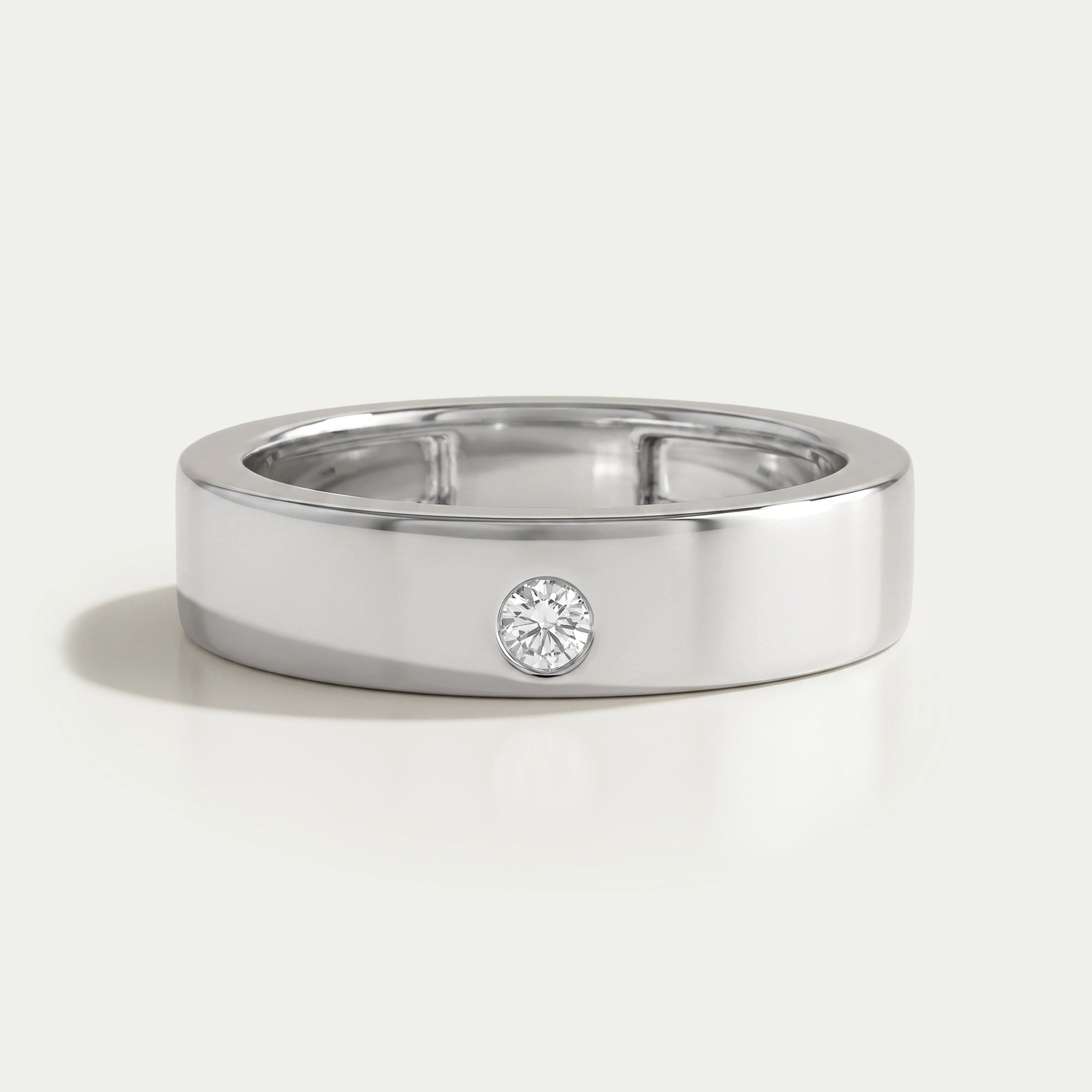 Solitaire Diamond Flush Set Men's Band
