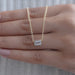 Bezel Set Emerald Cut Lab Diamond Solitaire Pendant Necklaces