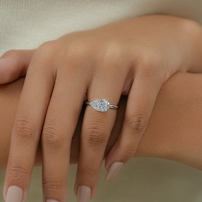 East West Pear Diamond Solitaire Engagement Ring