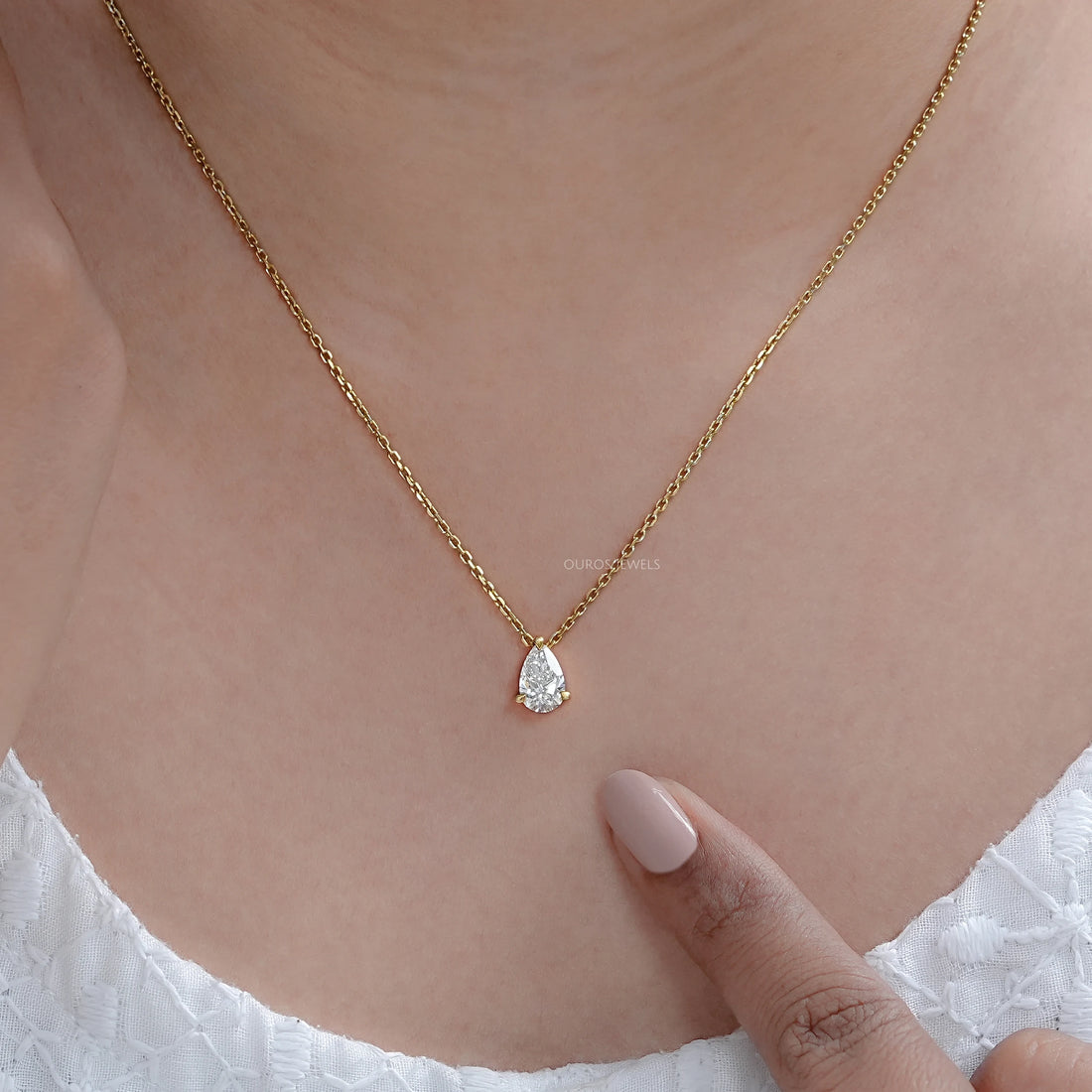 Pear Cut Lab Grown Diamond Pendant Necklaces