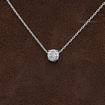 Old European Round Lab Diamond Solitaire Pendant Necklaces