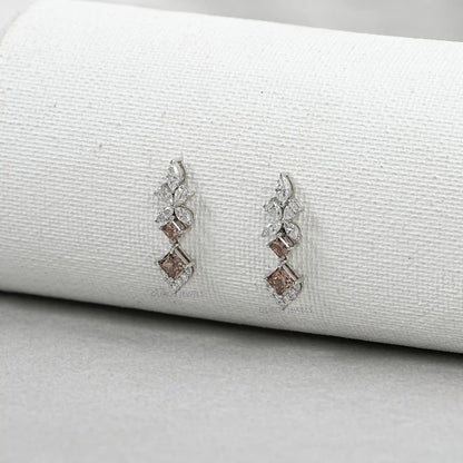 Champagne Princess Cut Drop Earrings Earrings