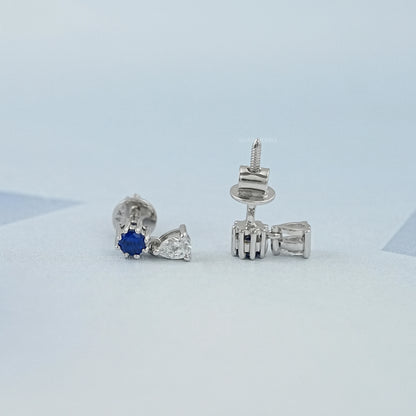 Sapphire Round Cut Gemstone Dangle Earrings