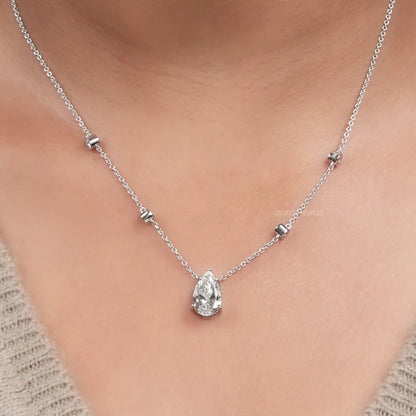 Chain Diamond Pear Pendant Necklaces