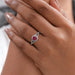Ruby Cushion Gemstone Split Shank Halo Ring