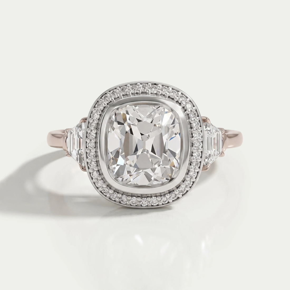 Square Old Mine Cushion Lab Diamond Halo Engagement Ring Rings