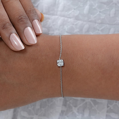 Square Old Mine Cushion Diamond Solitaire Bracelet