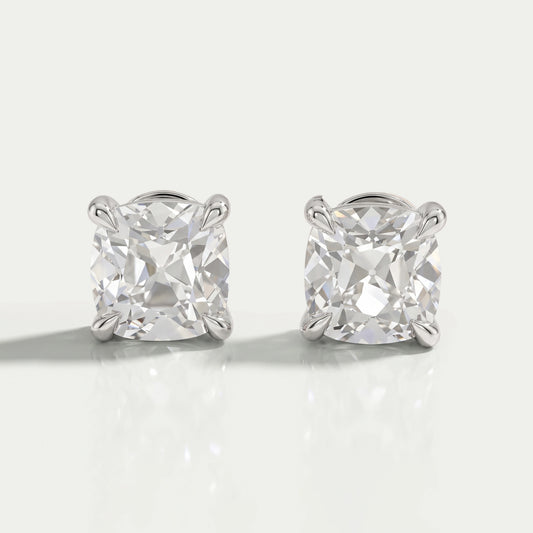Square Old Mine Cushion Cut Lab Diamond Stud Earring
