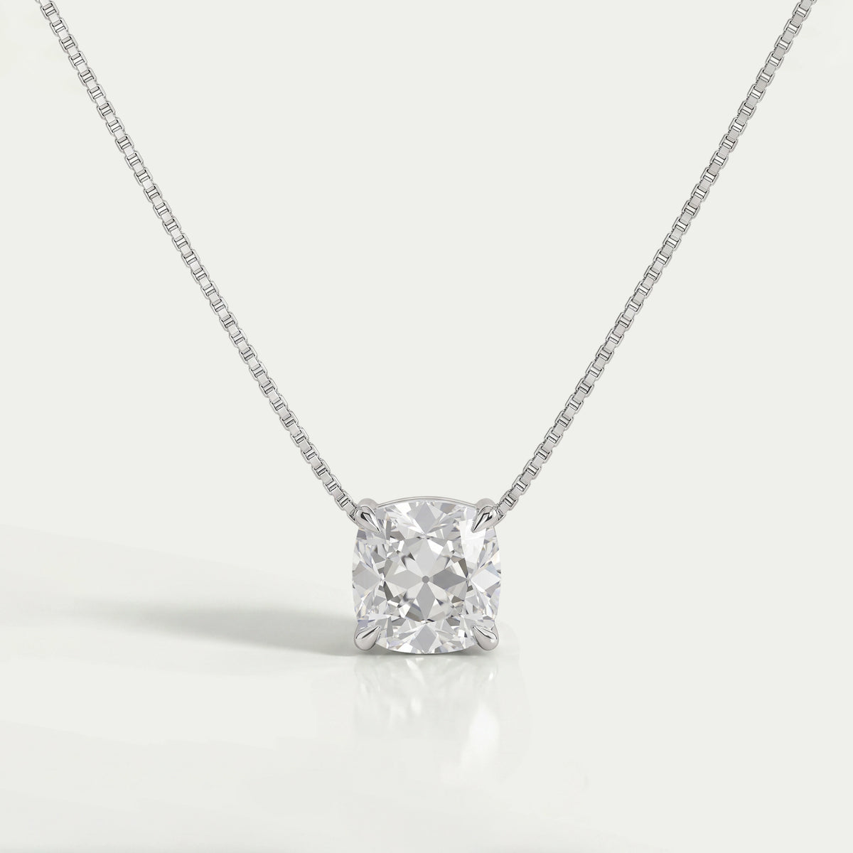 Square Old Mine Cushion Lab Diamond Solitaire Pendant Necklaces