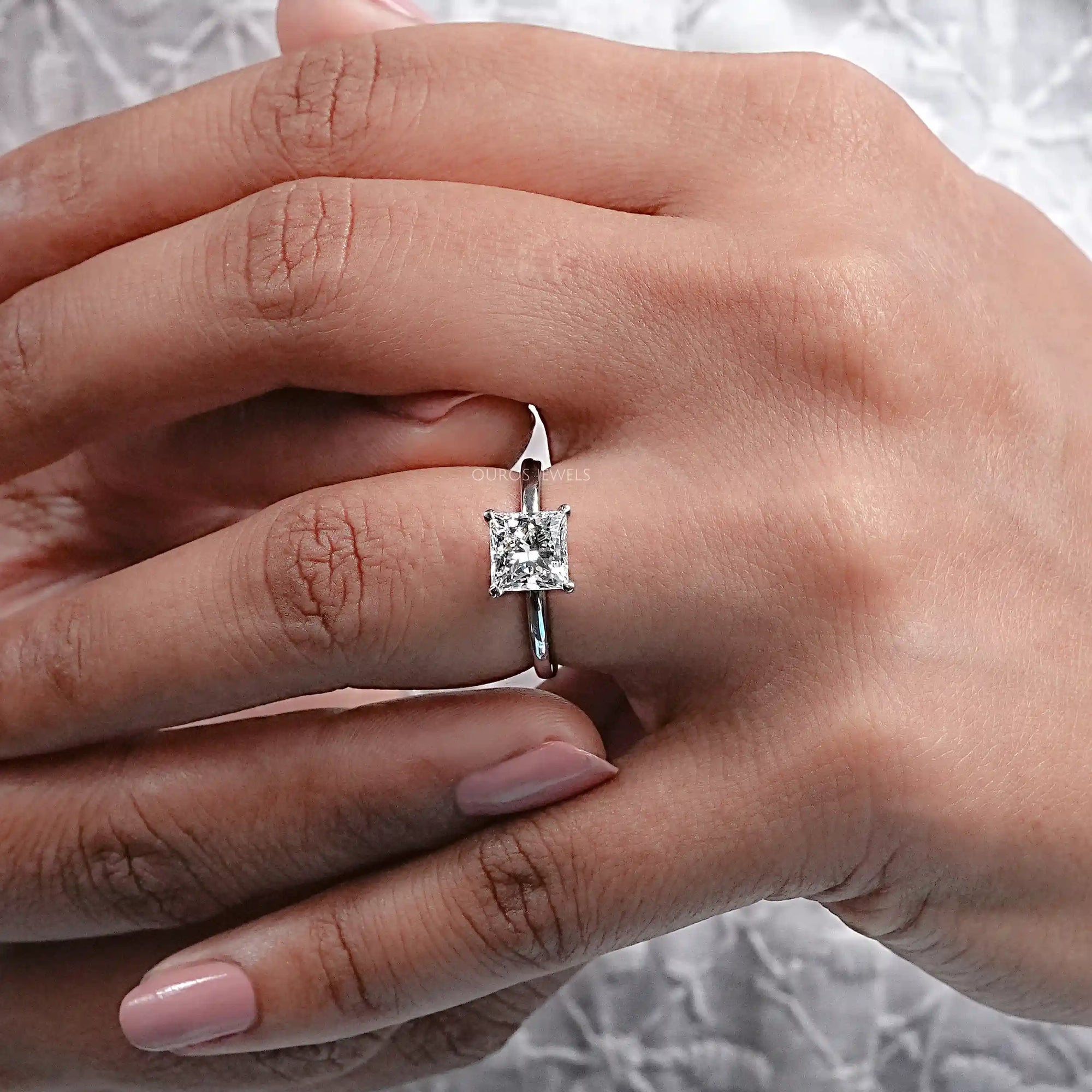 Square Radiant Lab Grown Diamond Solitaire Ring Rings