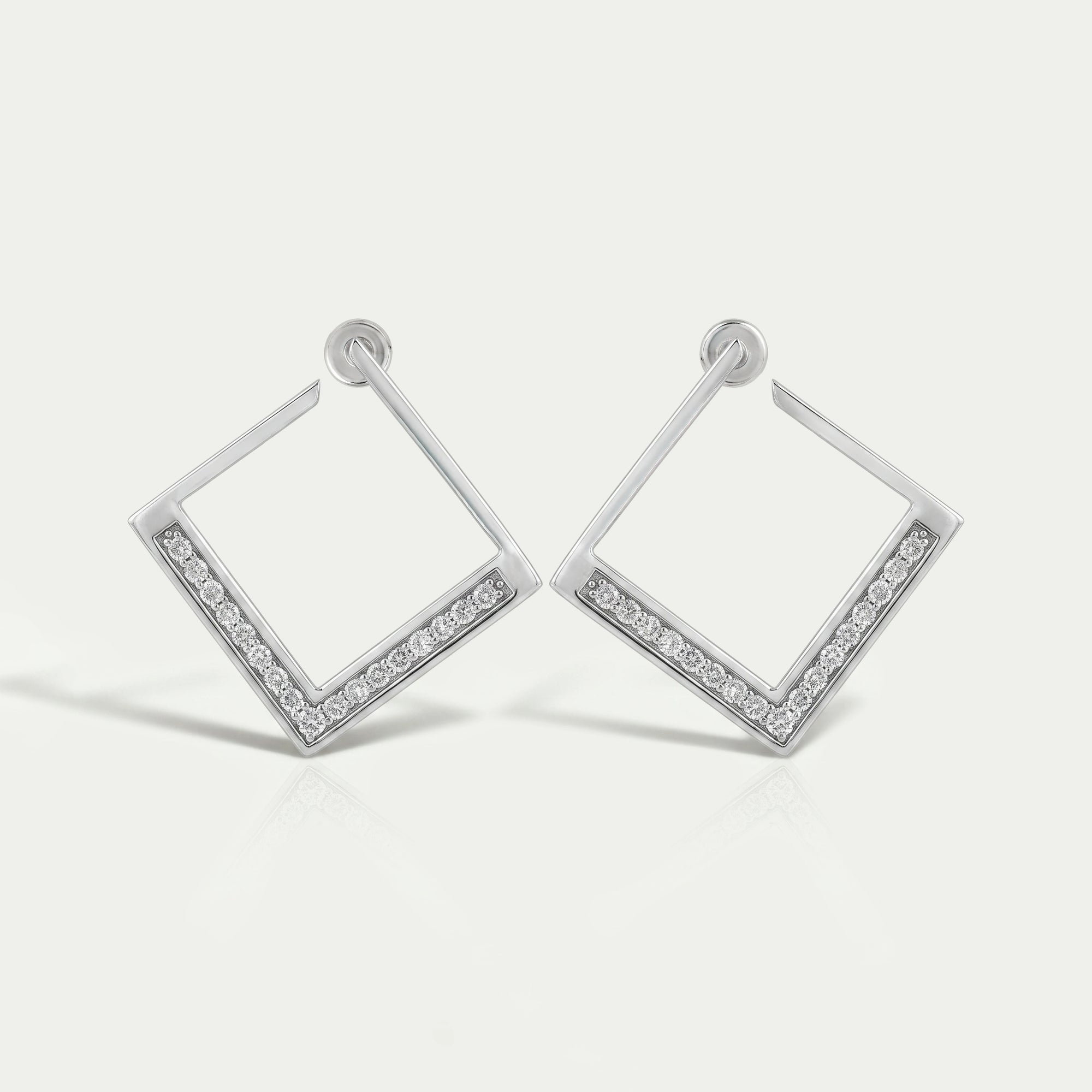 Square Round Lab Diamond Hoop Earrings Earrings