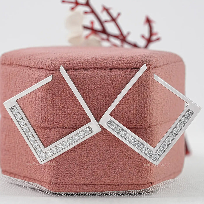 Square Round Lab Diamond Hoop Earrings Earrings