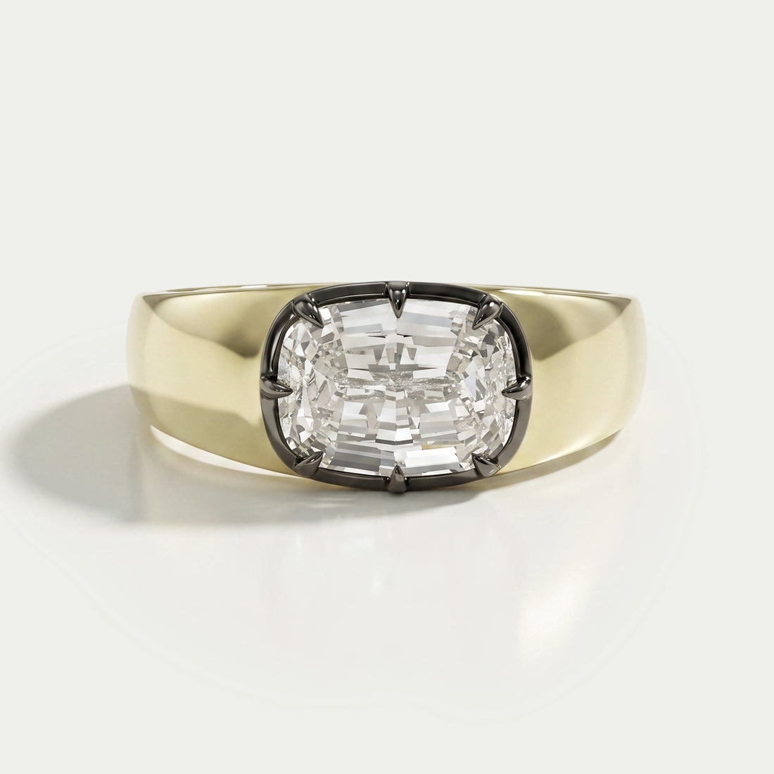 East West Step Cut Cushion Lab Diamond Solitaire Ring Ring