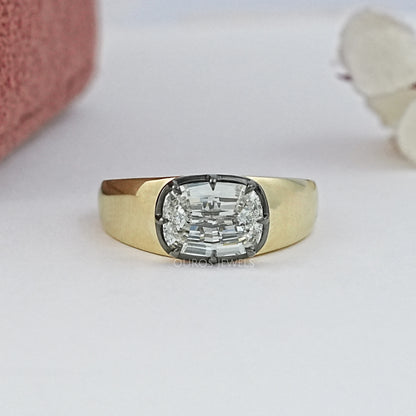 East West Step Cut Cushion Lab Diamond Solitaire Ring Ring