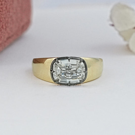 East West Step Cut Cushion Lab Diamond Solitaire Ring Ring