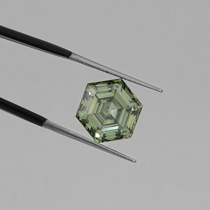 Fancy Vivid Green Step Cut Hexagonal Loose Diamond