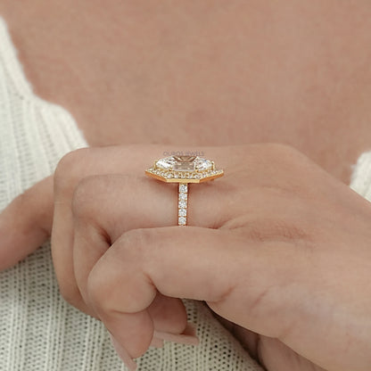 Step Cut Dutch Marquise Diamond Halo Accent Ring (Copy) Ring
