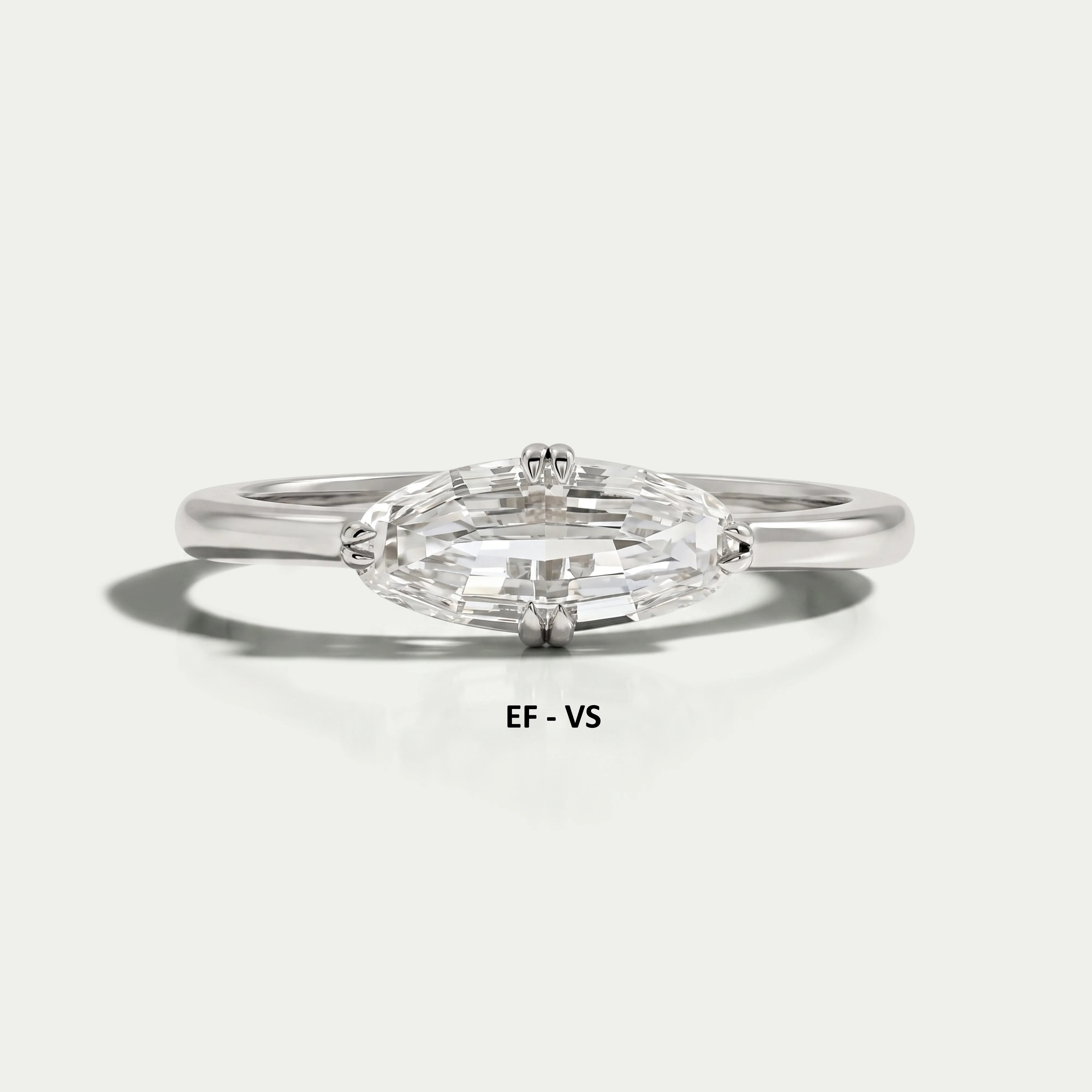Ouros Jewels East West Step Cut Moval Lab Diamond Solitaire Ring
