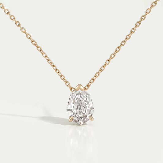 Step Cut Pear Lab Diamond Solitaire Pendant Necklaces