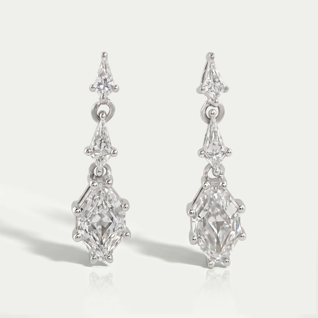 Step Cut Shield Diamond Dangle Earrings Earring