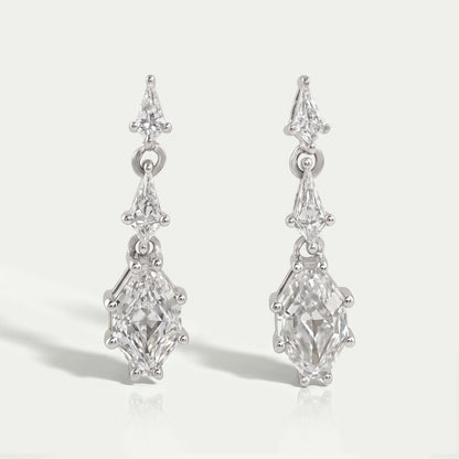 Step Cut Shield Diamond Dangle Earrings Earring