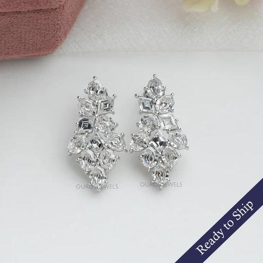 [Step Cut Lab Diamond Earrings for Women]-[Ouros Jewels]