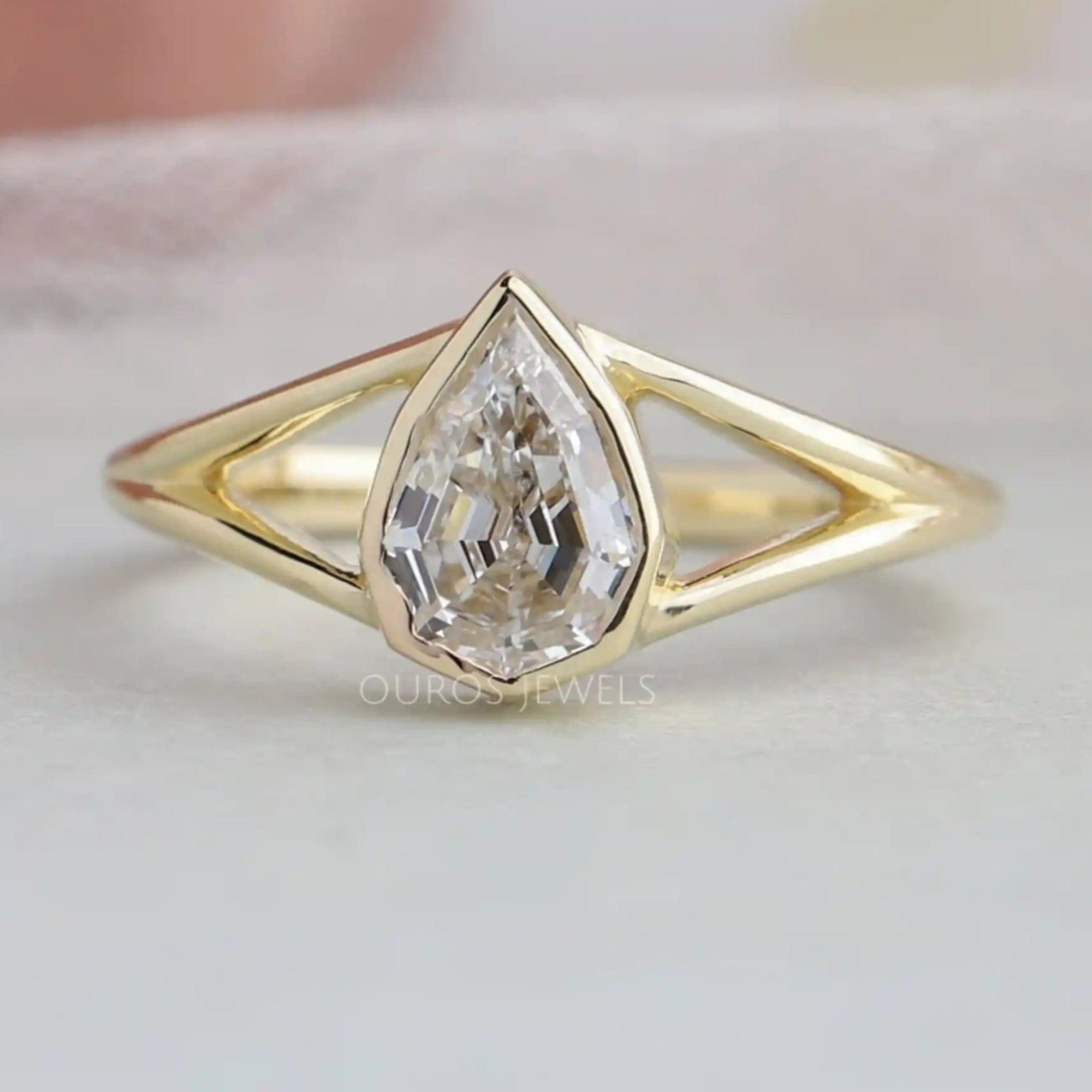 Step Cut Pear Diamond Engagement Ring